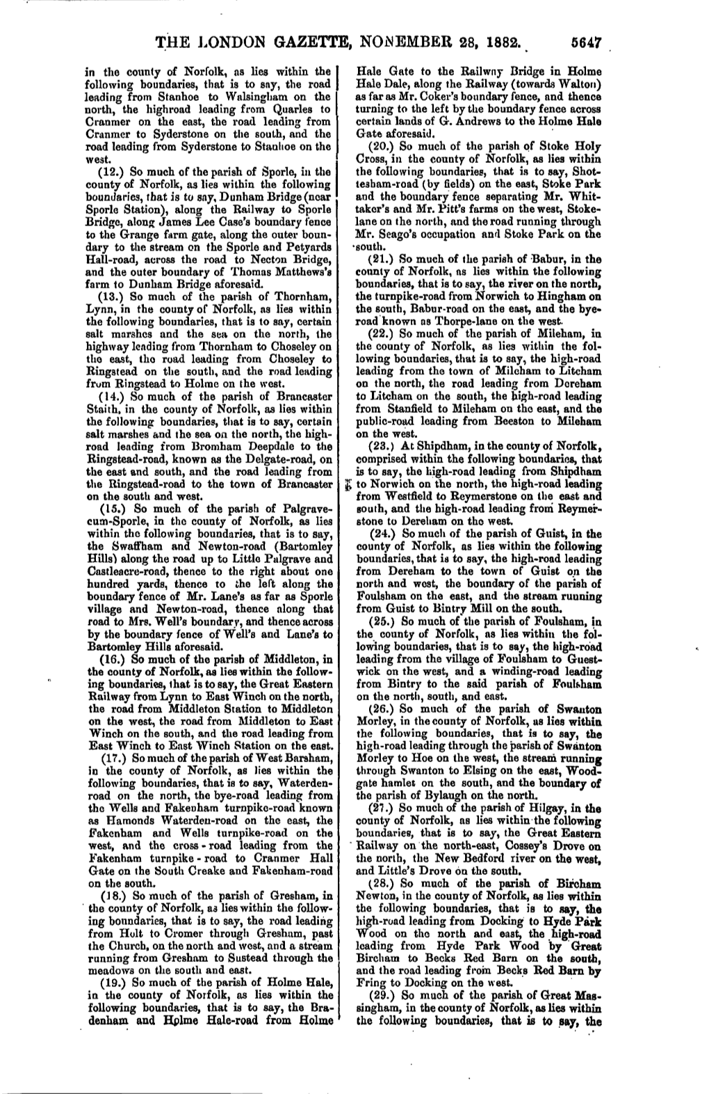 The London Gazette, November 28, 1882. 5647