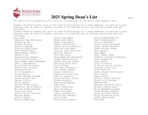2021 Spring Dean's List