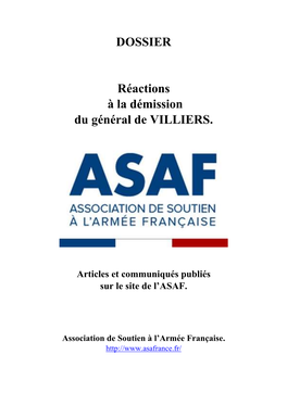 DOSSIER Réactions À La Démission Du Général De VILLIERS