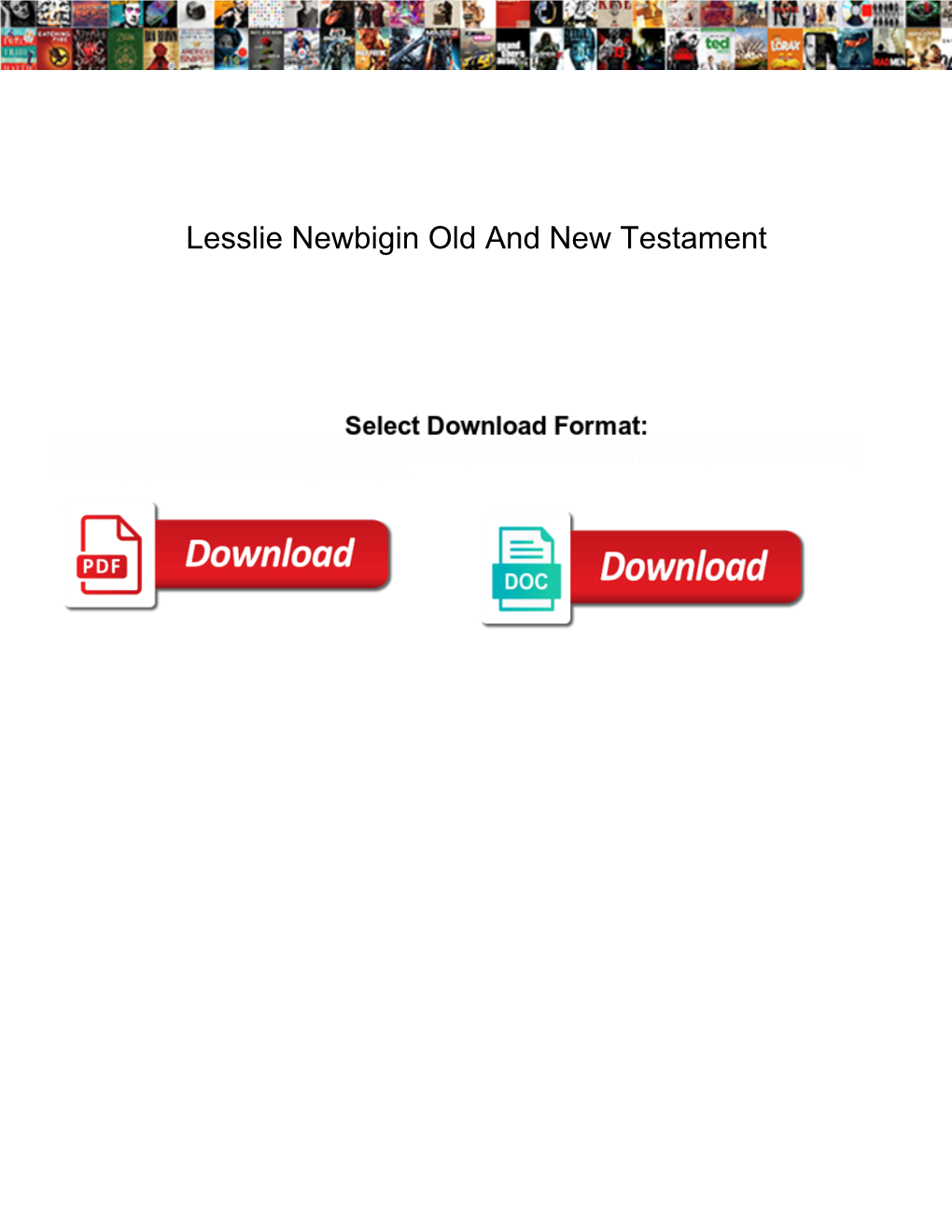 Lesslie Newbigin Old and New Testament