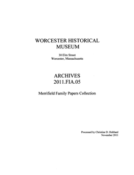 Worcester Historical Museum Archives 2011.Fia.05