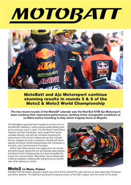 Motobatt and Ajo Motorsport Continue Stunning Results in Rounds 5 & 6 Of