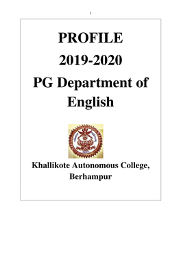 PROFILE 2019-2020 PG Department of English