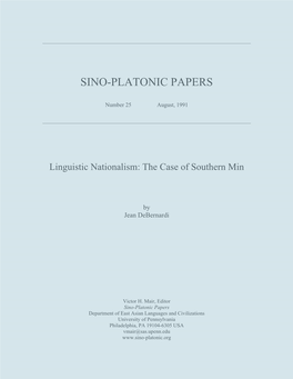 Linguistic Nationalism: the Case of Southern Min