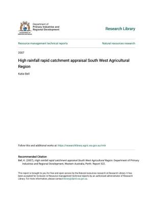 High Rainfall Rapid Catchment Appraisal South West Agricultural Region
