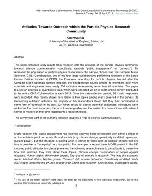 Attitudes Towards Outreach Within the Particle-Physics Research Community