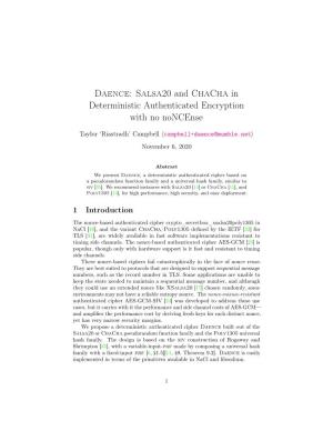 Salsa20 and Chacha in Deterministic Authenticated Encryption with No Noncense