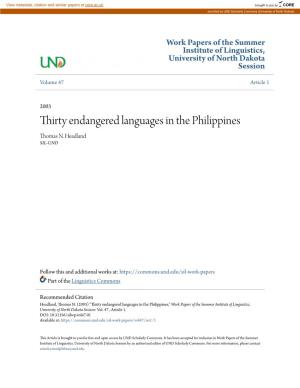 Thirty Endangered Languages in the Philippines Thomas N