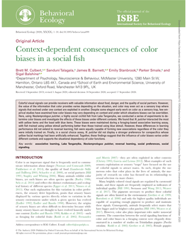 Context-Dependent Consequences of Color Biases in a Social Fish