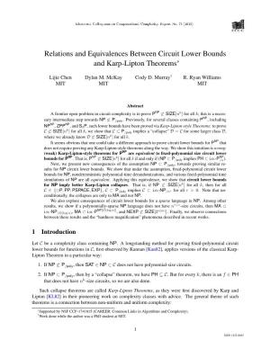 Relations and Equivalences Between Circuit Lower Bounds and Karp-Lipton Theorems*