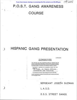 P.O.S.T. Gang Awareness .. Cou.Rse ¥) . Hispanic Gang