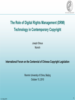 DRM) Technology in Contemporary Copyright