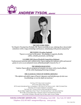 ANDREW TYSON, Pianist