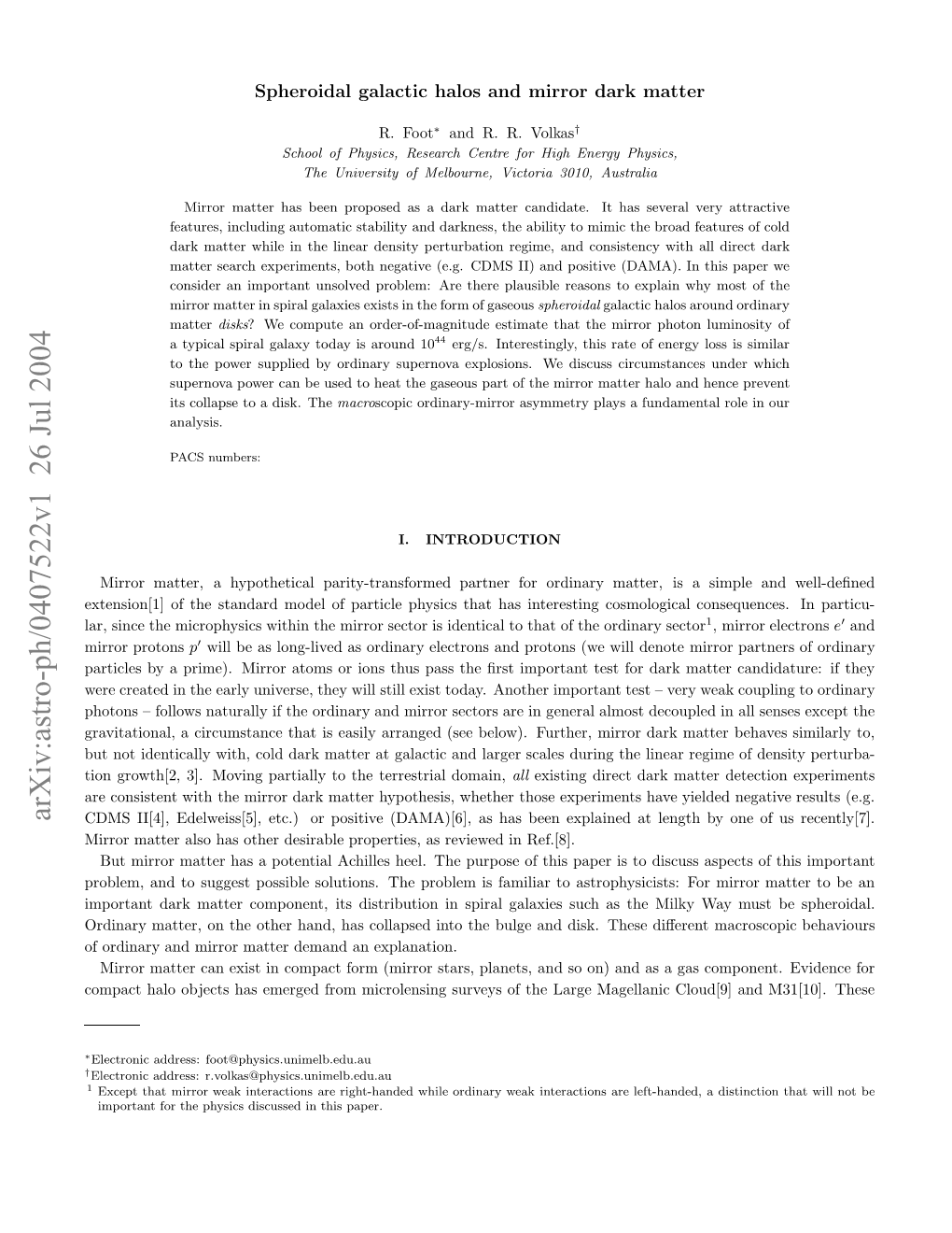 Arxiv:Astro-Ph/0407522V1 26 Jul 2004 Riaymte,O H Te Ad a Olpe Noteblean Explanation