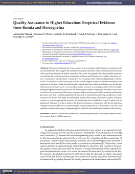 Quality Assurance in Higher Education: Empirical Evidence from Bosnia and Herzegovina
