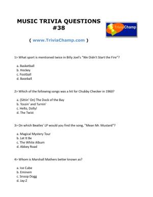 Music Trivia Questions #38