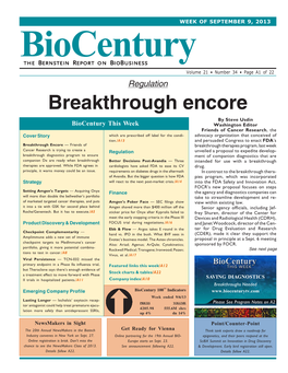 Biocentury the BERNSTEIN REPORT on BIOBUSINESS