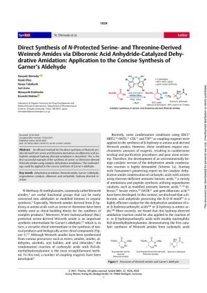 Direct Synthesis of N-Protected Serine- and Threonine-Derived Weinreb