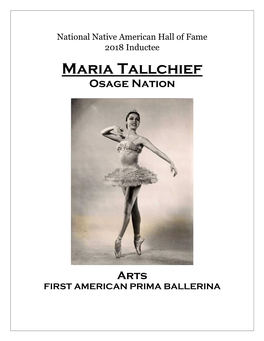 Maria Tallchief Osage Nation