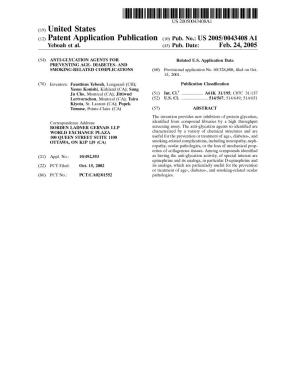 (12) Patent Application Publication (10) Pub. No.: US 2005/0043408A1 Yeboah Et Al