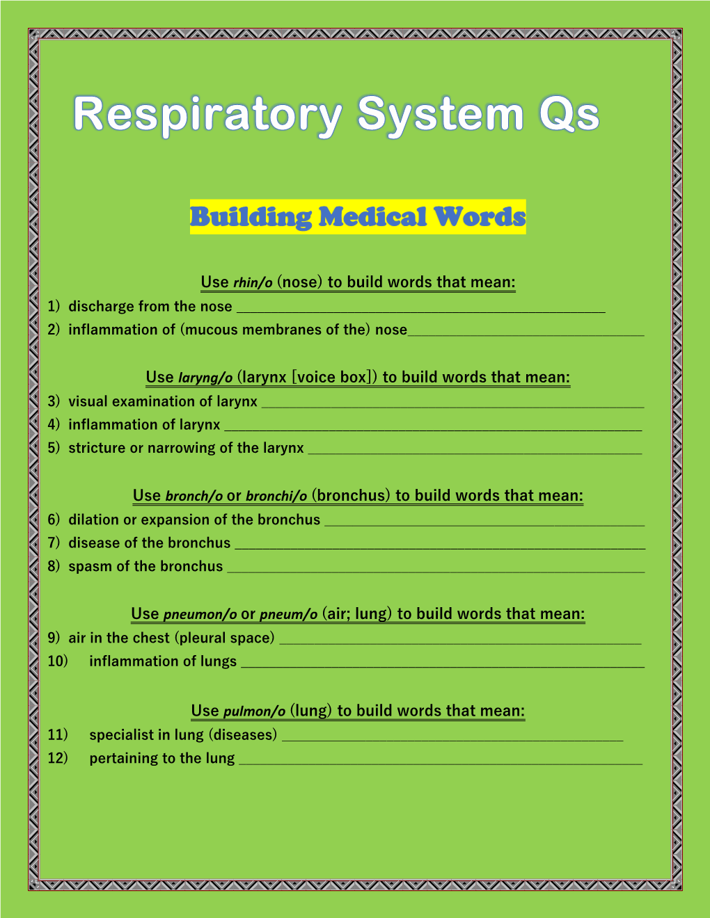 Building Medical Words