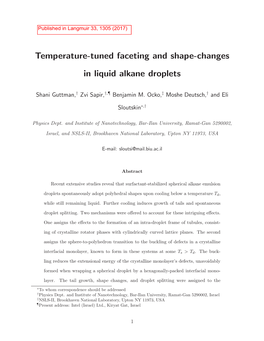Temperature-Tuned Faceting and Shape-Changes in Liquid Alkane Droplets