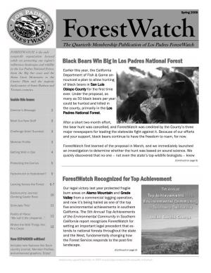 Spring 2009 Forestwatch the Quarterly Membership Publication of Los Padres Forestwatch