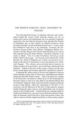 The French Hakluyt; Marc Lescarbot of Vervins