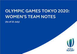 Olympic Games Tokyo 2020: Women's Team Notes