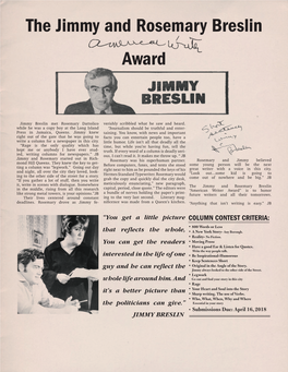 Award the Jimmy and Rosemary Breslin