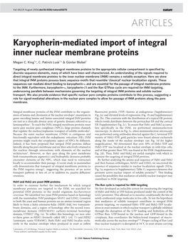 Karyopherin-Mediated Import of Integral Inner Nuclear Membrane Proteins