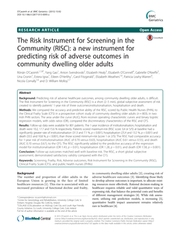 The Risk Instrument for Screening in the Community