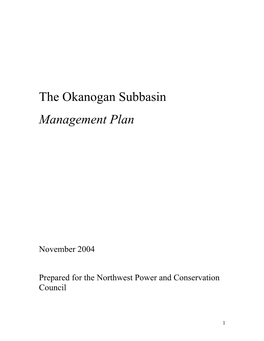 The Okanogan Subbasin Management Plan