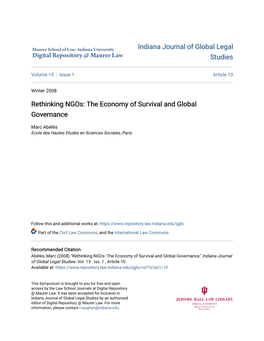 Rethinking Ngos: the Economy of Survival and Global Governance