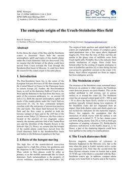 The Endogenic Origin of the Urach-Steinheim-Ries Field