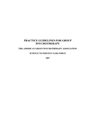 Practice Guidelines for Group Psychotherapy