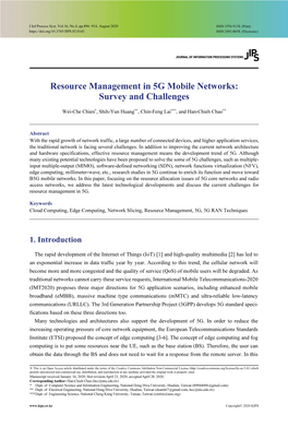 Resource Management in 5G Mobile Networks: Survey and Challenges
