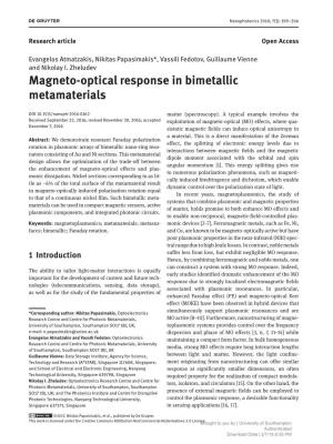 Magneto-Optical Response in Bimetallic Metamaterials