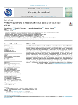 Cysteinyl Leukotriene Metabolism of Human Eosinophils in Allergic Disease
