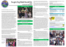 Sawyers Bay School Newsletter Over the Past Couple of Weeks, We Have Been Working on Writing Church Notice Th No