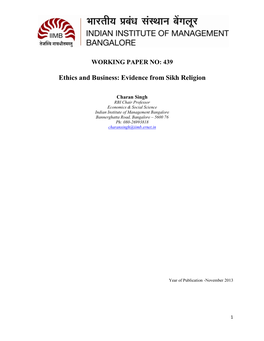 Ethics and Business: Evidence from Sikh Religion