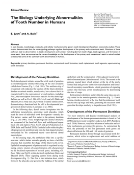 The Biology Underlying Abnormalities of Tooth Number in Humans