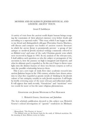 Monism and Dualism in Jewish-Mystical and Gnostic Ascent Texts
