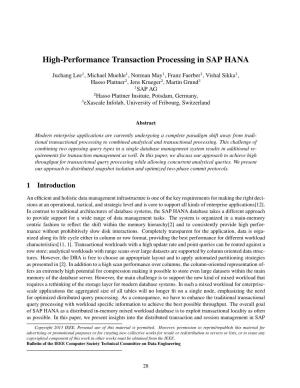 High-Performance Transaction Processing in SAP HANA
