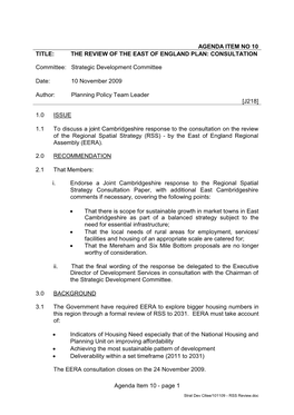 Page 1 AGENDA ITEM NO 10 TITLE