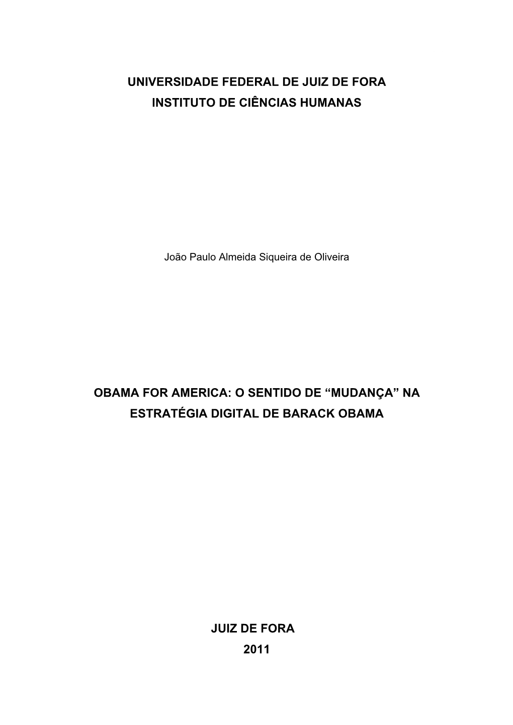 Universidade Federal De Juiz De Fora Instituto De Ciências Humanas