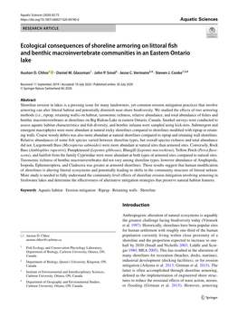 Ecological Consequences of Shoreline Armoring on Littoral Fish and Benthic