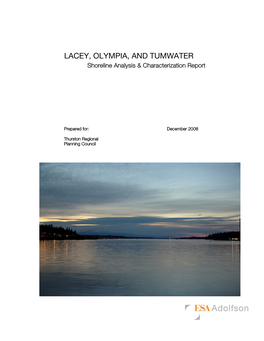 LACEY, OLYMPIA, and TUMWATER Shoreline Analysis & Characterization Report