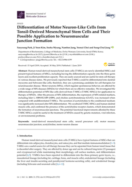 Differentiation of Motor Neuron-Like Cells from Tonsil-Derived