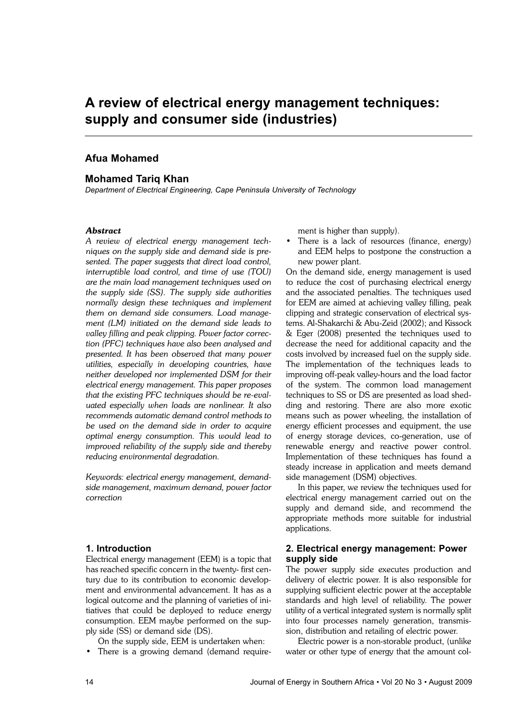 A Review of Electrical Energy Management Techniques: Supply and Consumer Side (Industries)